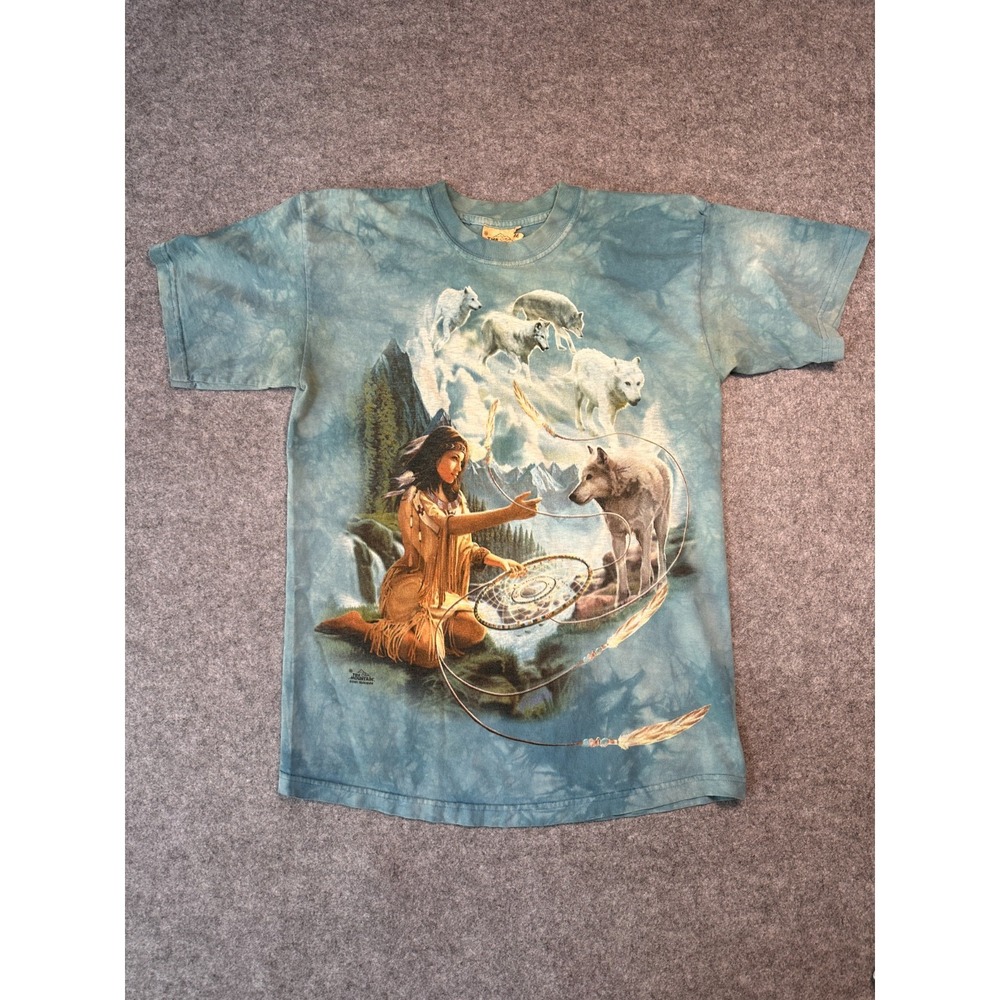 VTG 2001 The Mountain T Shirt Mens Medium Dreams of Wolf Spirit Classic Cotton